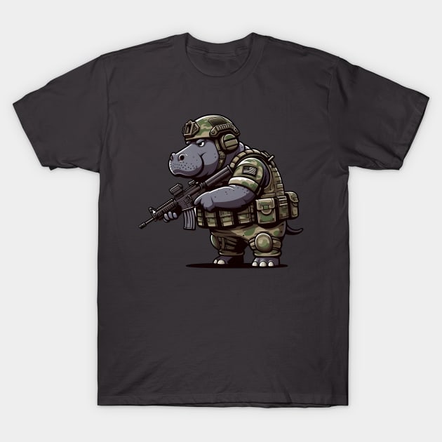 Tactical Hippo T-Shirt by Rawlifegraphic